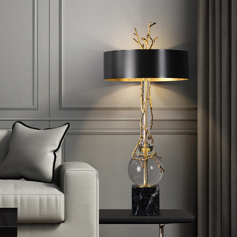 Luxury Marble Base Table Lamp with Black Shade – Modern Designer Lighting