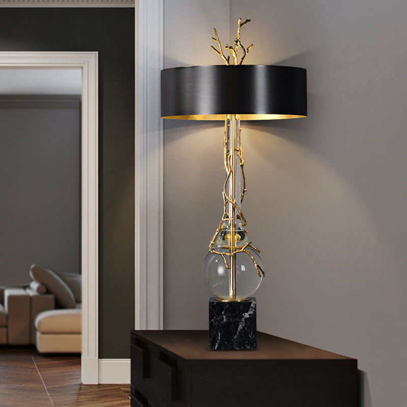 Luxury Marble Base Table Lamp with Black Shade – Modern Designer Lighting