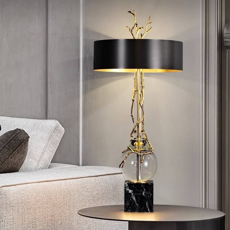 Luxury Marble Base Table Lamp with Black Shade – Modern Designer Lighting