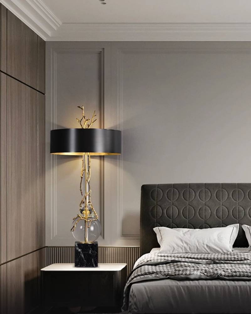 Luxury Marble Base Table Lamp with Black Shade – Modern Designer Lighting