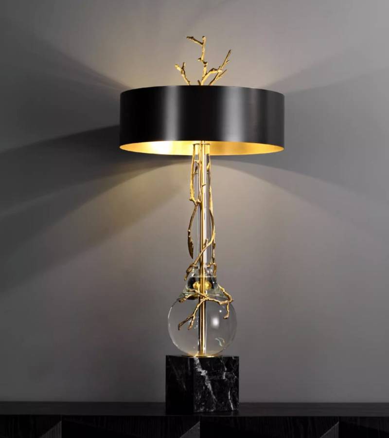 Luxury Marble Base Table Lamp with Black Shade – Modern Designer Lighting