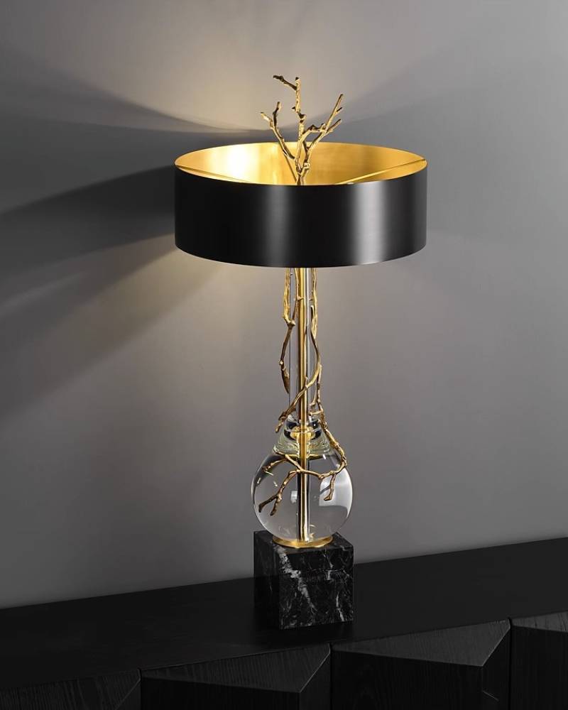 Luxury Marble Base Table Lamp with Black Shade – Modern Designer Lighting