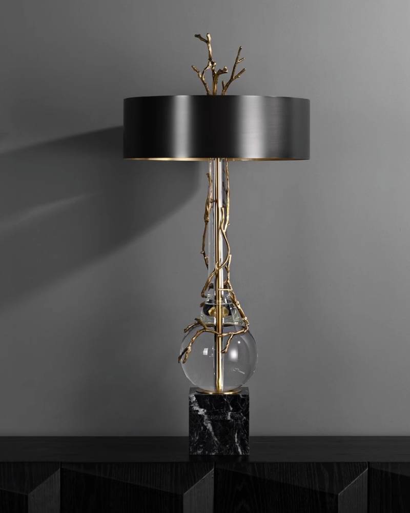 Luxury Marble Base Table Lamp with Black Shade – Modern Designer Lighting