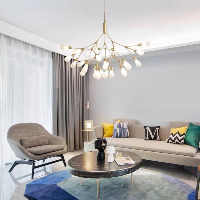 Modern Branch Chandelier – Gold Contemporary Ceiling Light for Living & Dining Rooms