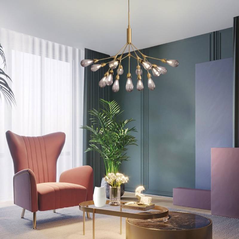 Modern Branch Chandelier – Gold Contemporary Ceiling Light for Living & Dining Rooms