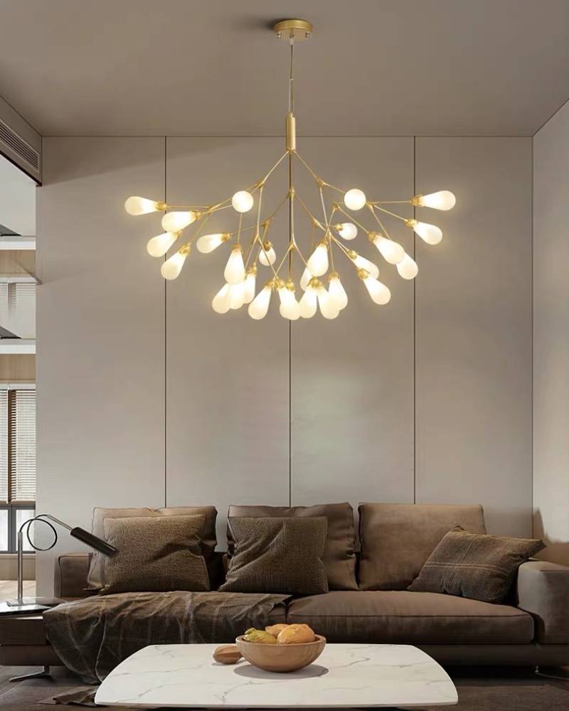 Modern Branch Chandelier – Gold Contemporary Ceiling Light for Living & Dining Rooms