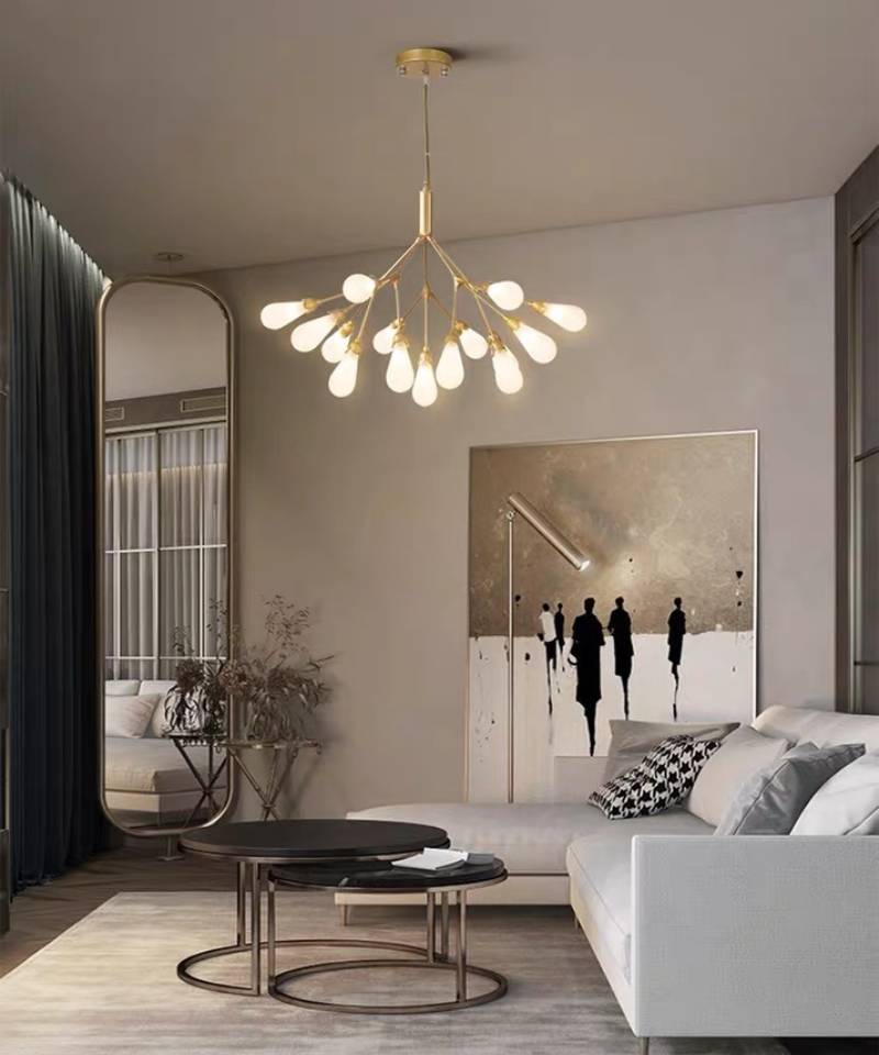 Modern Branch Chandelier – Gold Contemporary Ceiling Light for Living & Dining Rooms