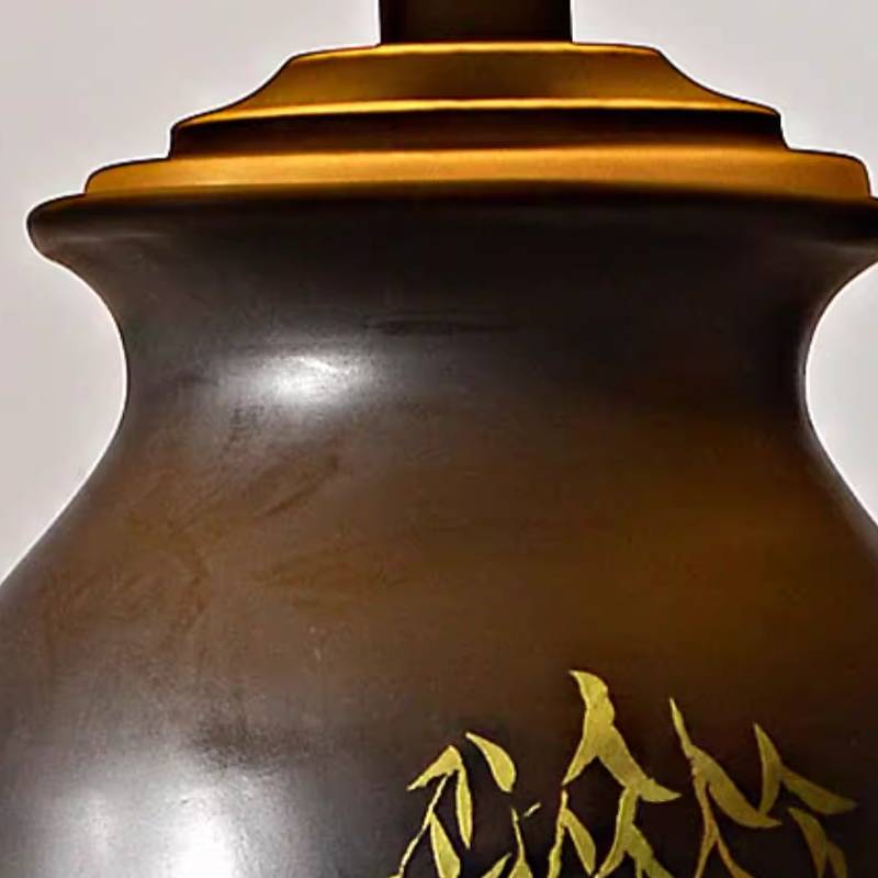 Decorative Tall Table Lamp – Ceramic Body with Floral Artwork