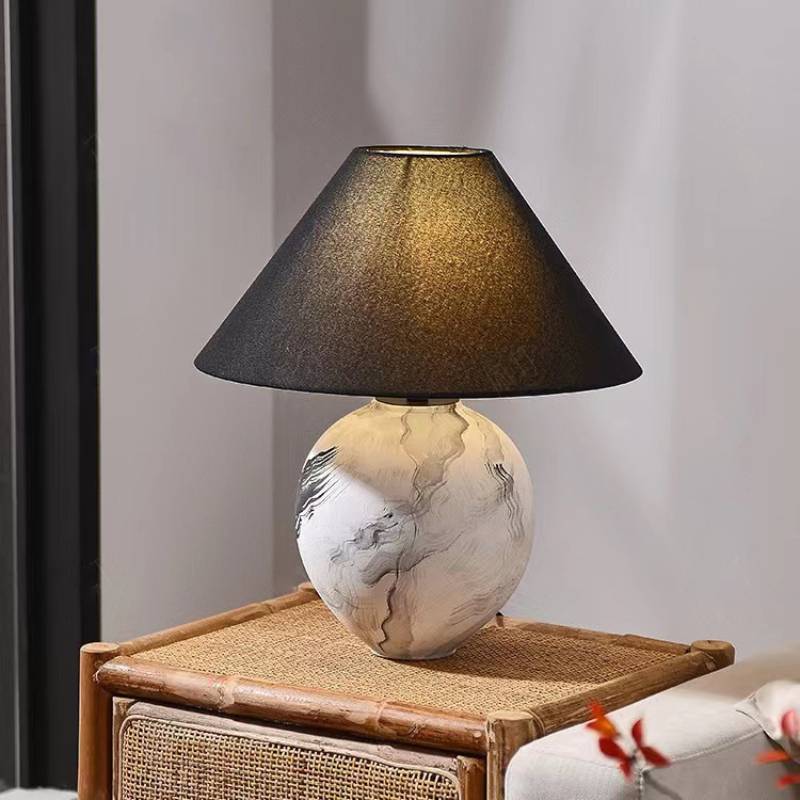 Marble Pattern Ceramic Lamp – Soft Ambient Lighting for Modern Homes