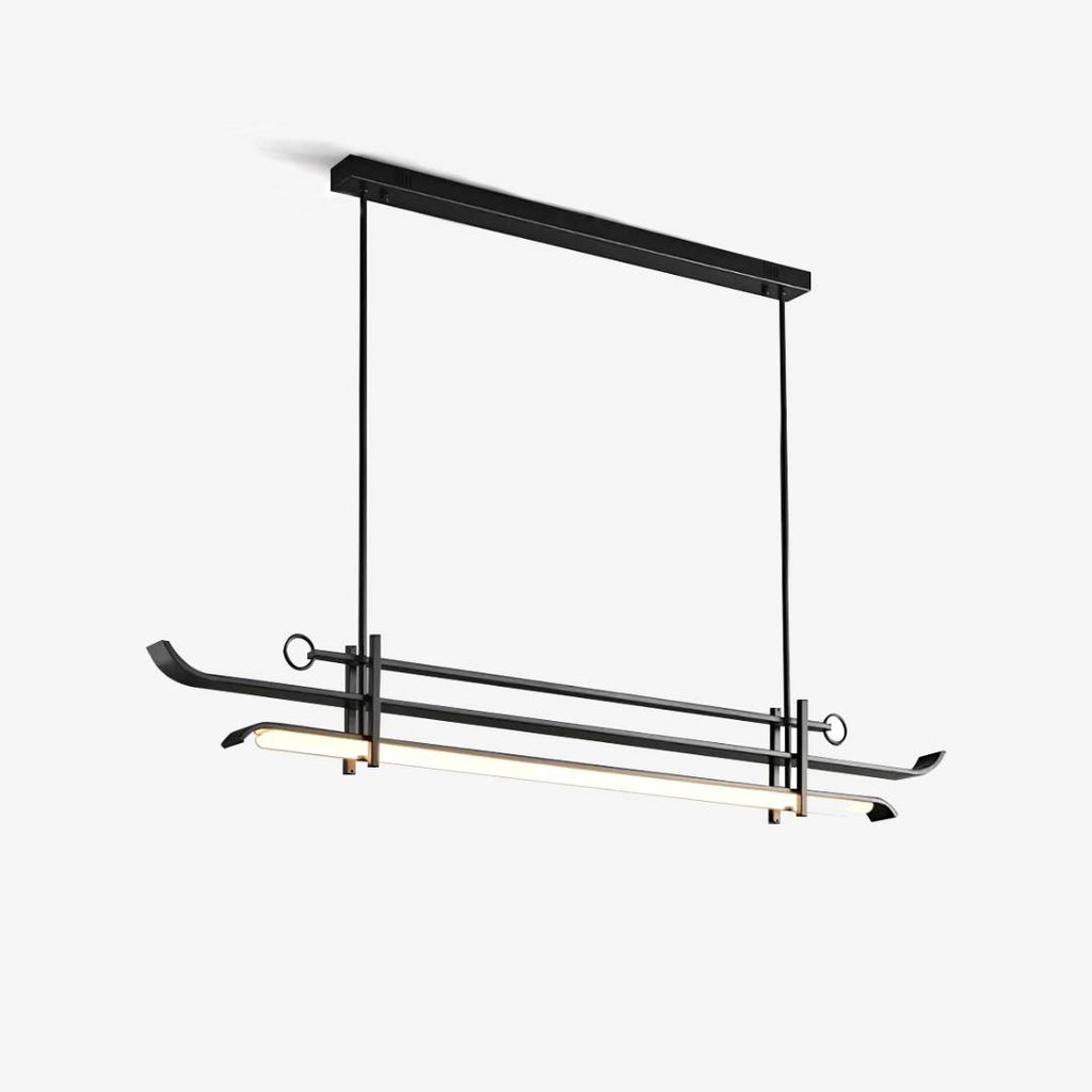 Modern Linear LED Chandelier – Minimalist Pendant Light for Dining Room