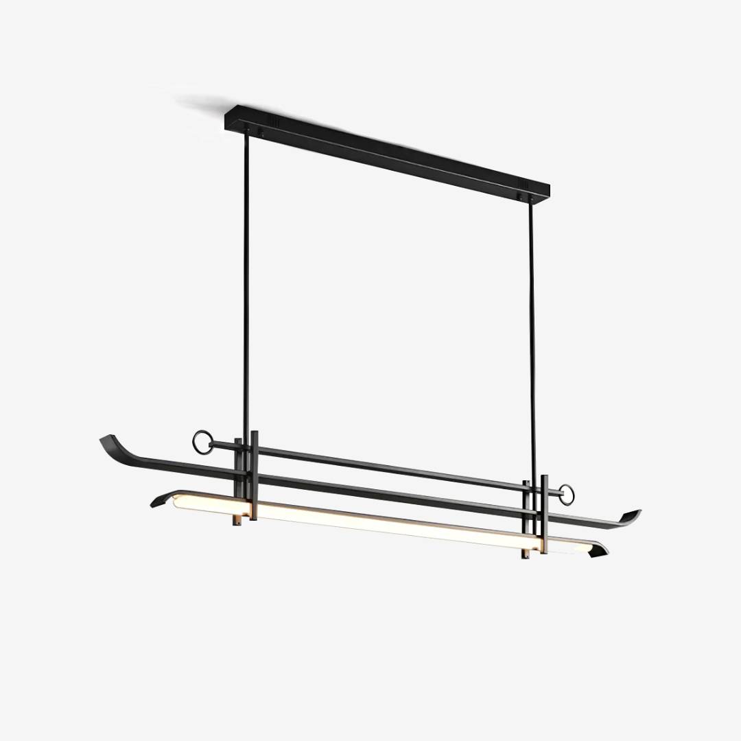 Modern Linear LED Chandelier – Minimalist Pendant Light for Dining Room