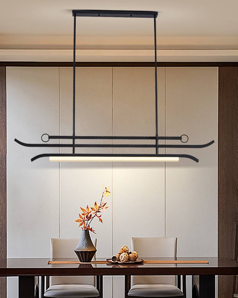 Modern Linear LED Chandelier – Minimalist Pendant Light for Dining Room