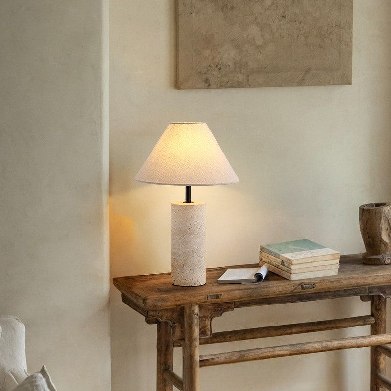 Marble & Linen Table Lamp – Modern Decorative Light