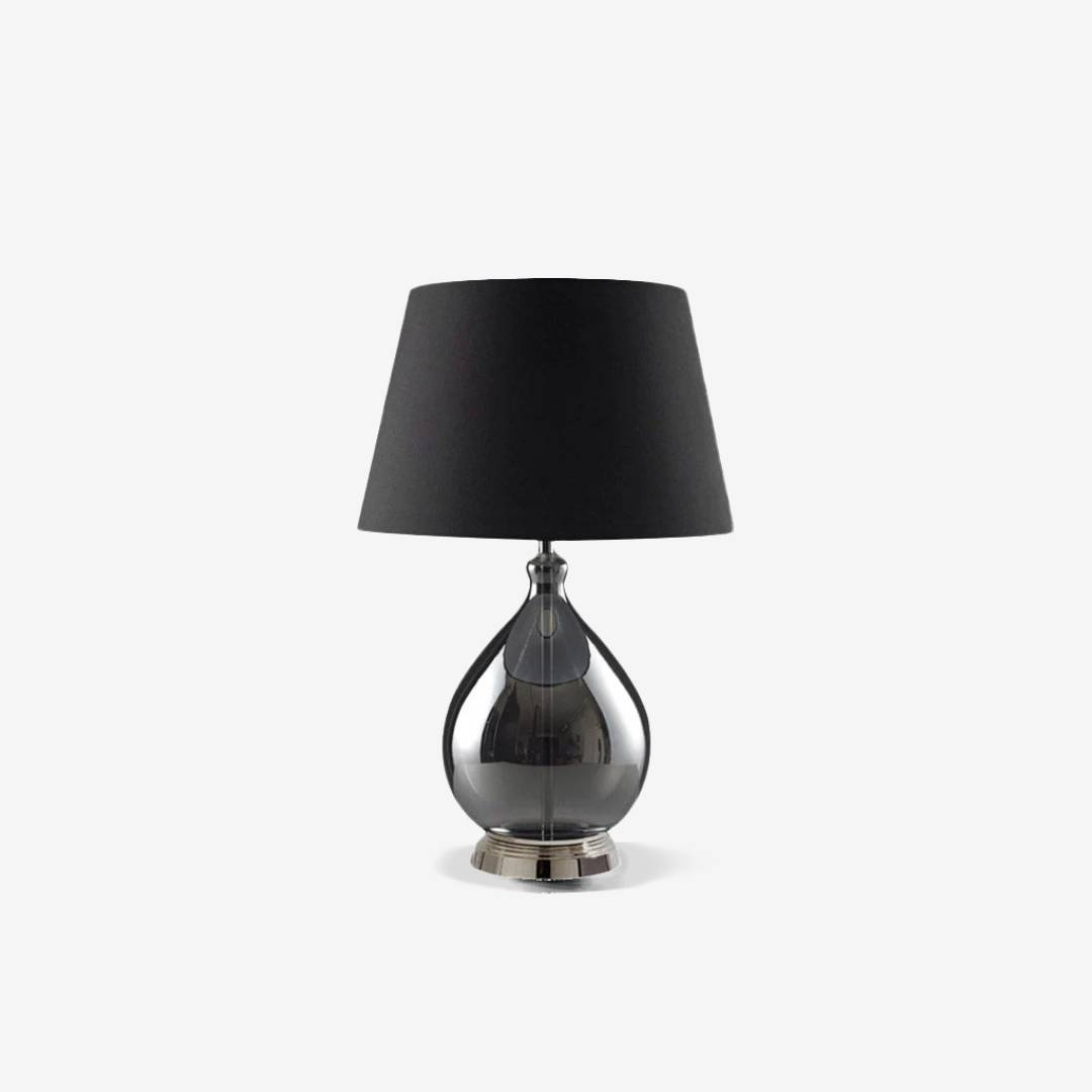 Glass Table Lamp with Fabric Shade – Modern Home Lighting