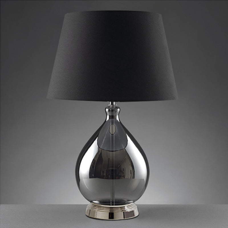 Glass Table Lamp with Fabric Shade – Modern Home Lighting