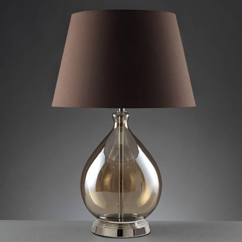 Glass Table Lamp with Fabric Shade – Modern Home Lighting