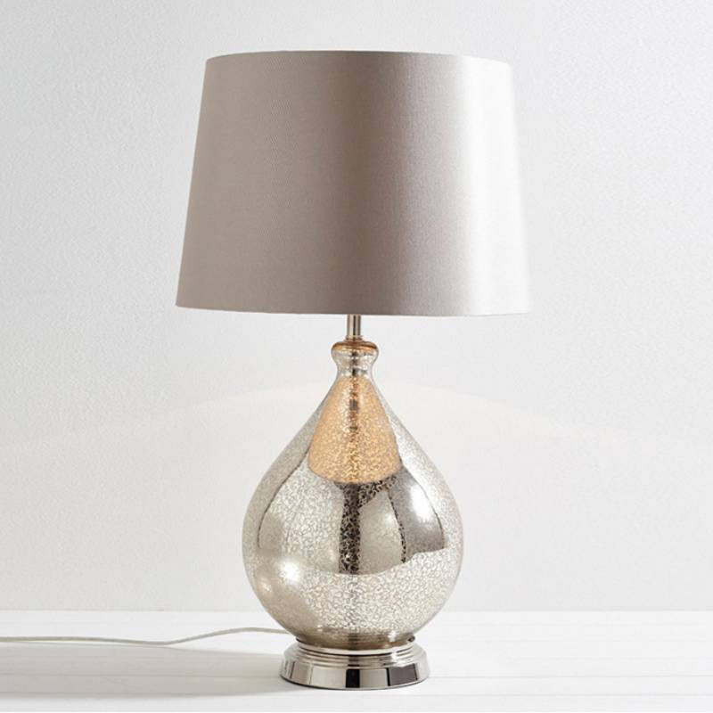 Glass Table Lamp with Fabric Shade – Modern Home Lighting