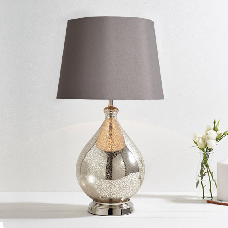 Glass Table Lamp with Fabric Shade – Modern Home Lighting