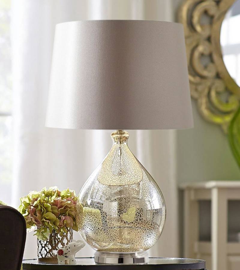 Glass Table Lamp with Fabric Shade – Modern Home Lighting