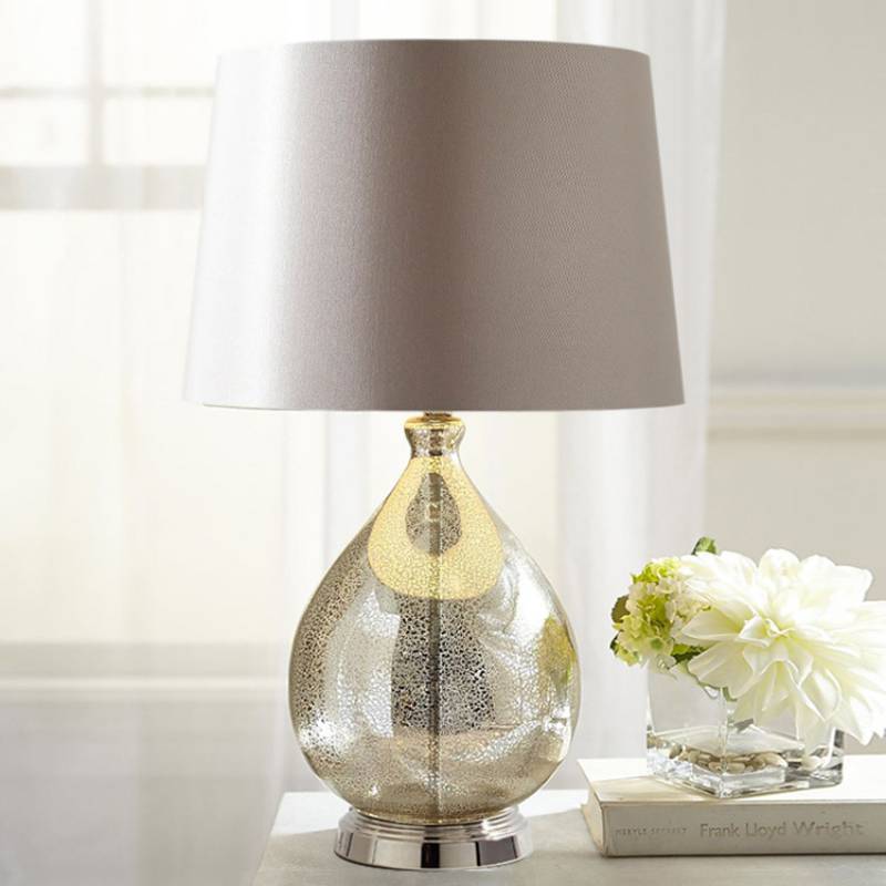 Glass Table Lamp with Fabric Shade – Modern Home Lighting