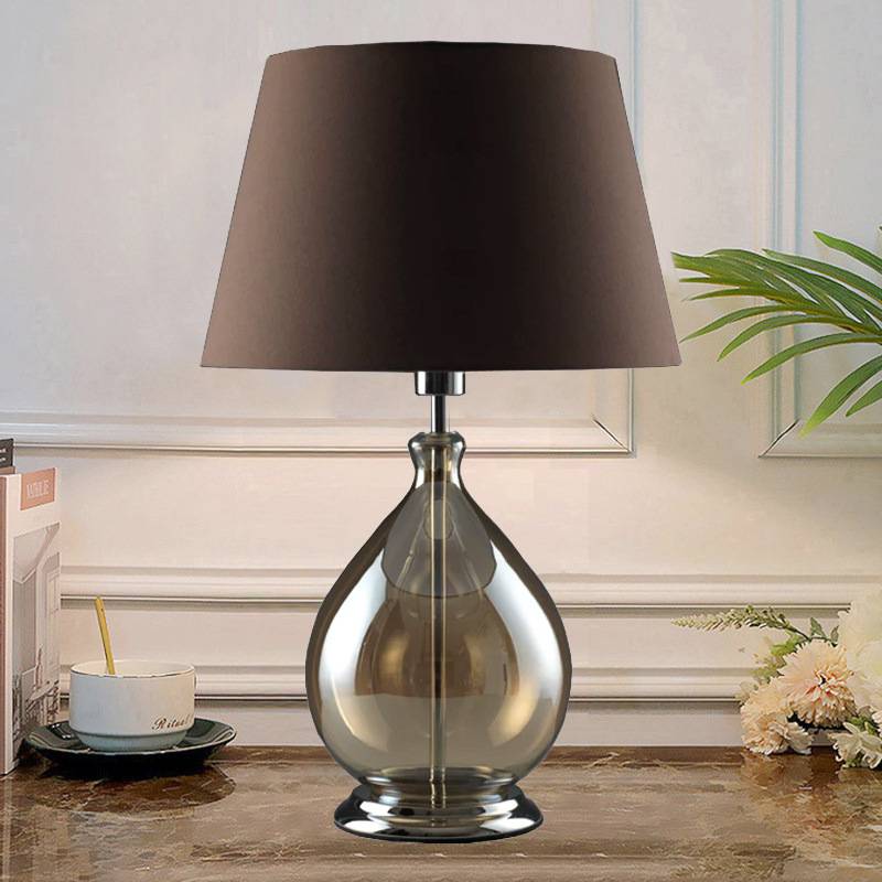 Glass Table Lamp with Fabric Shade – Modern Home Lighting
