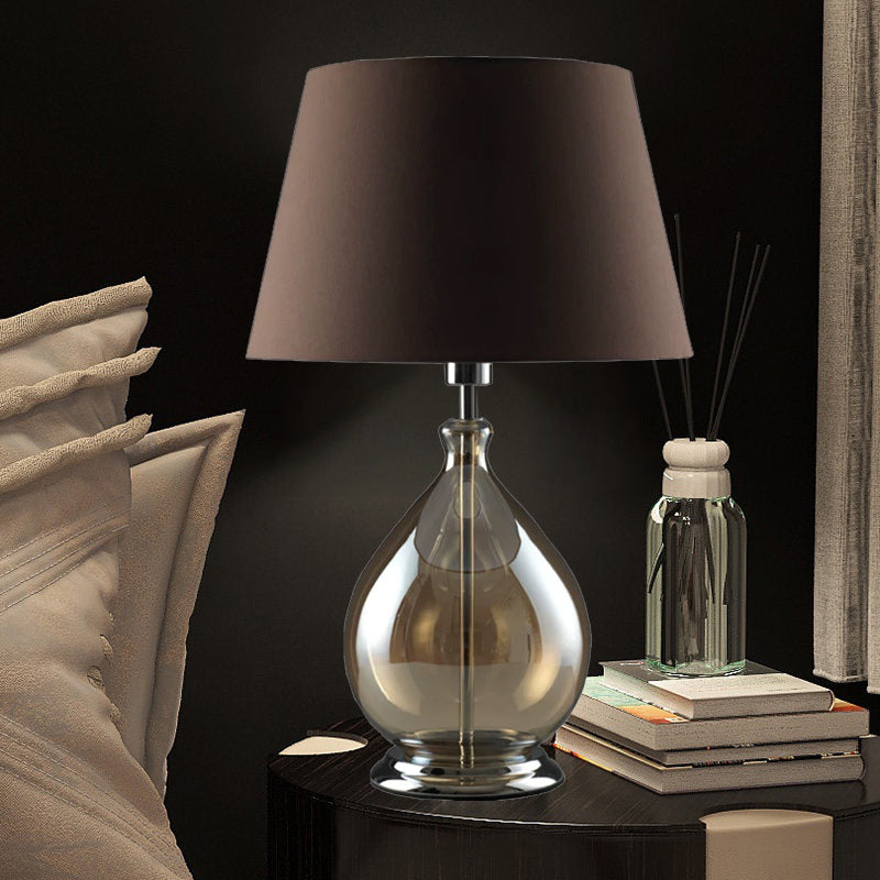 Glass Table Lamp with Fabric Shade – Modern Home Lighting