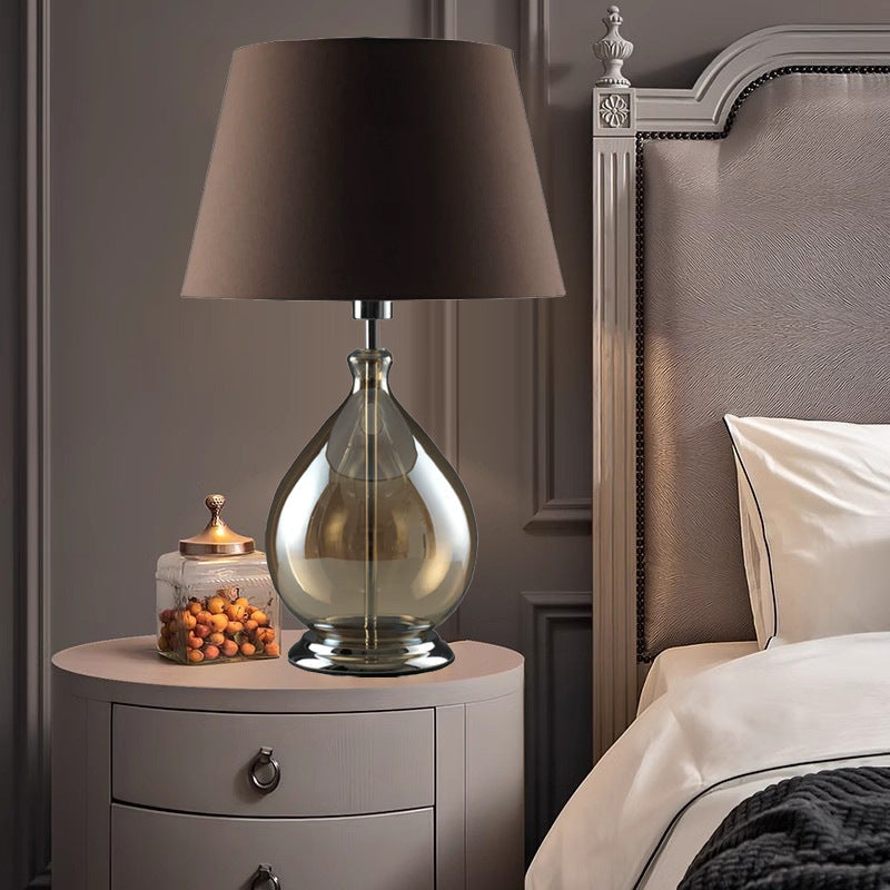 Glass Table Lamp with Fabric Shade – Modern Home Lighting