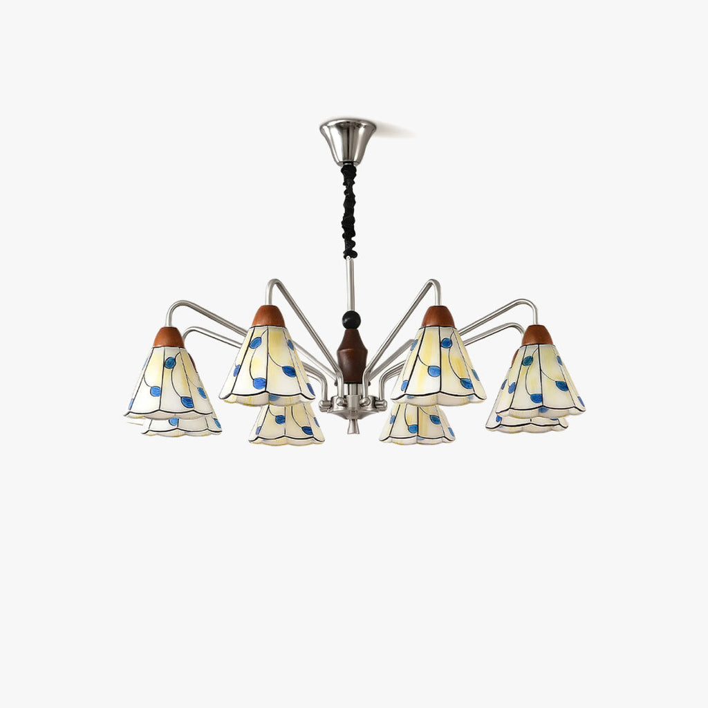 Classic Tiffany Chandelier – Vintage Floral Stained Glass Light