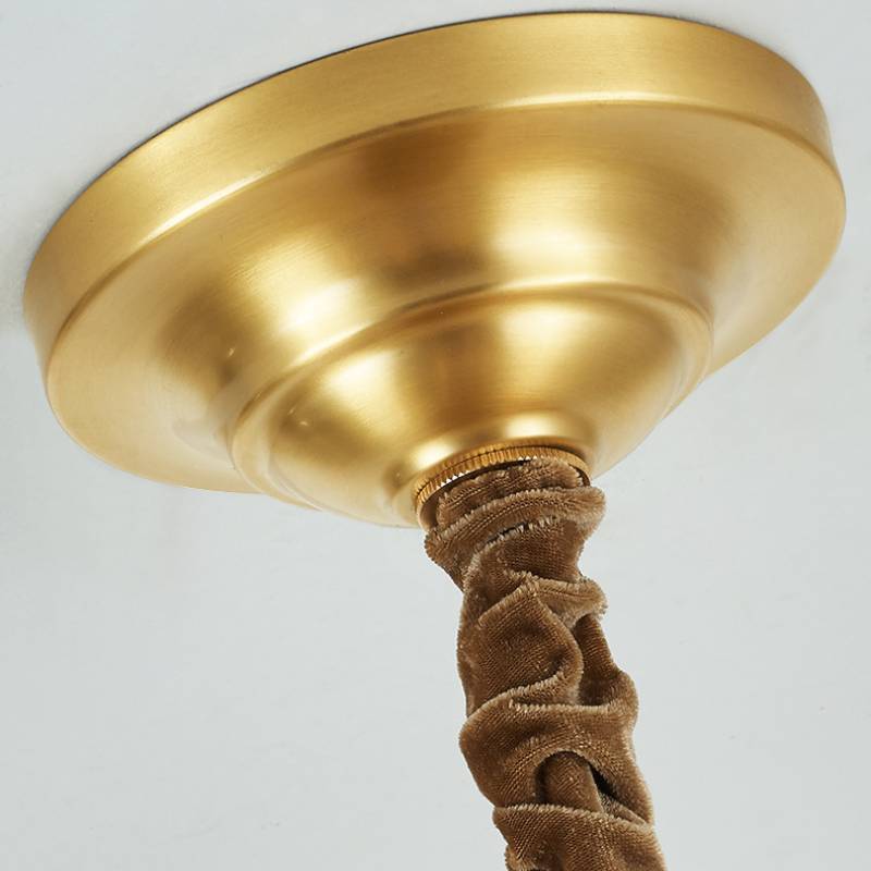 Classic Brass Chandelier with Fabric Shades – Elegant Ceiling Light