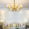Classic Brass Chandelier with Fabric Shades – Elegant Ceiling Light