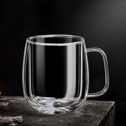 Set of 4 Double Walled Glass Coffee Cups 350ml Insulated Latte Mugs for Coffee Tea Cappuccino Dishwasher Safe Glassware