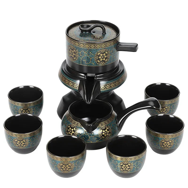 10 Piece Ceramic Tea Set with Teapot & Travel Case Vintage Oriental Tea Gift Set for Gongfu Tea Ceremonies & Home Tea Serving