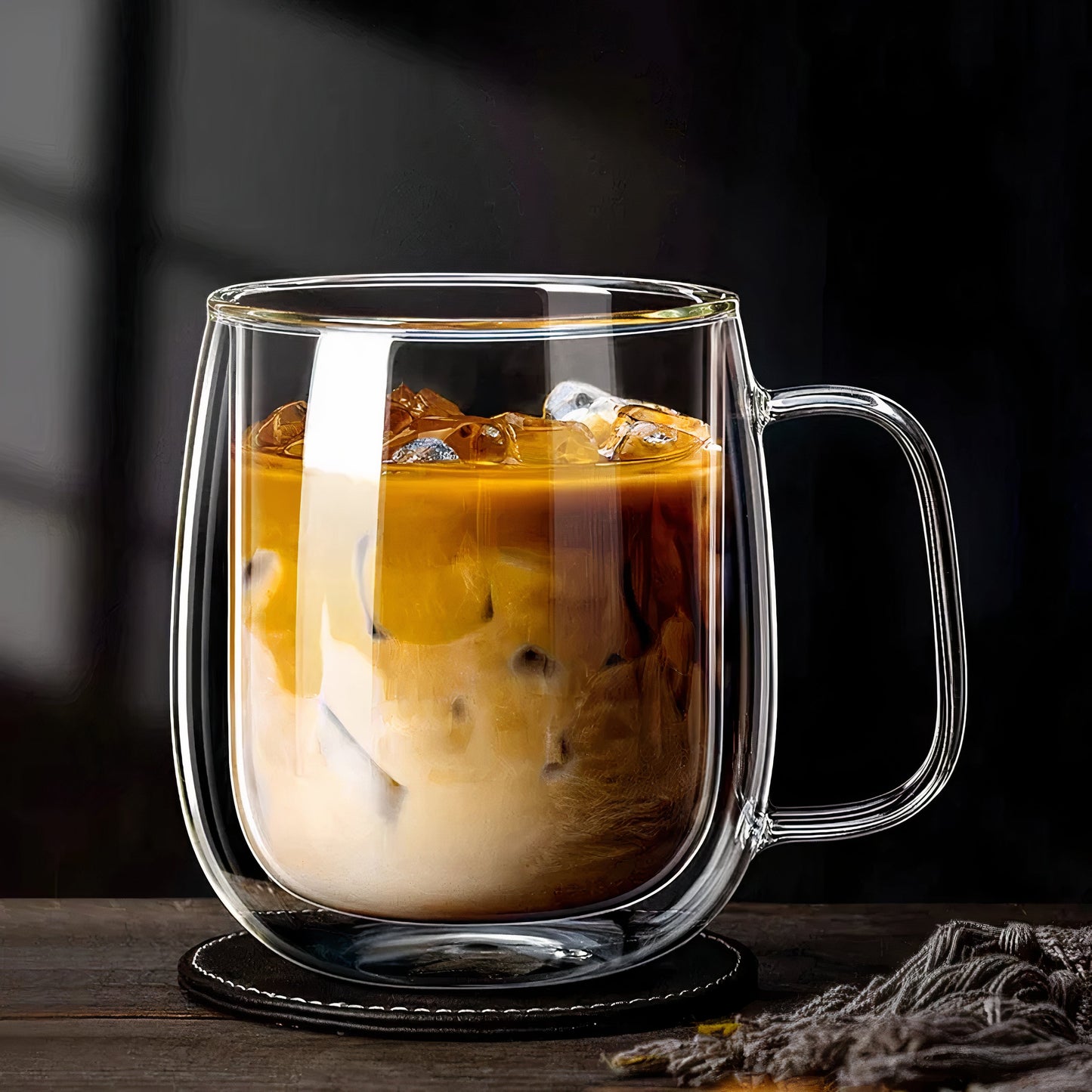 Set of 4 Double Walled Glass Coffee Cups 350ml Insulated Latte Mugs for Coffee Tea Cappuccino Dishwasher Safe Glassware