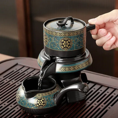 10 Piece Ceramic Tea Set with Teapot & Travel Case Vintage Oriental Tea Gift Set for Gongfu Tea Ceremonies & Home Tea Serving