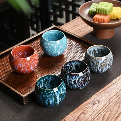 Ceramic Tea & Espresso Cup Gift Set with Gift Box 5 Piece Porcelain Coffee Cup Set for Tea Lovers Modern Glazed Drinkware