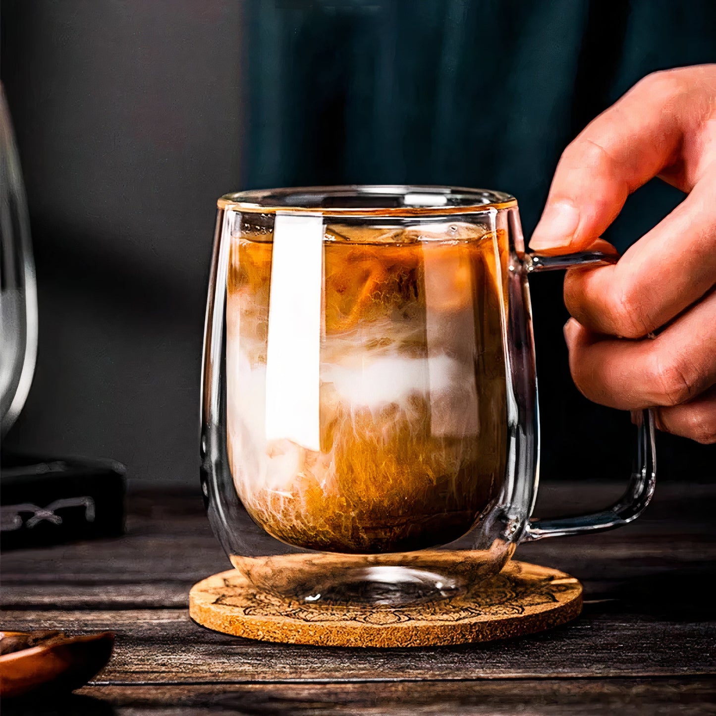 Set of 4 Double Walled Glass Coffee Cups 350ml Insulated Latte Mugs for Coffee Tea Cappuccino Dishwasher Safe Glassware