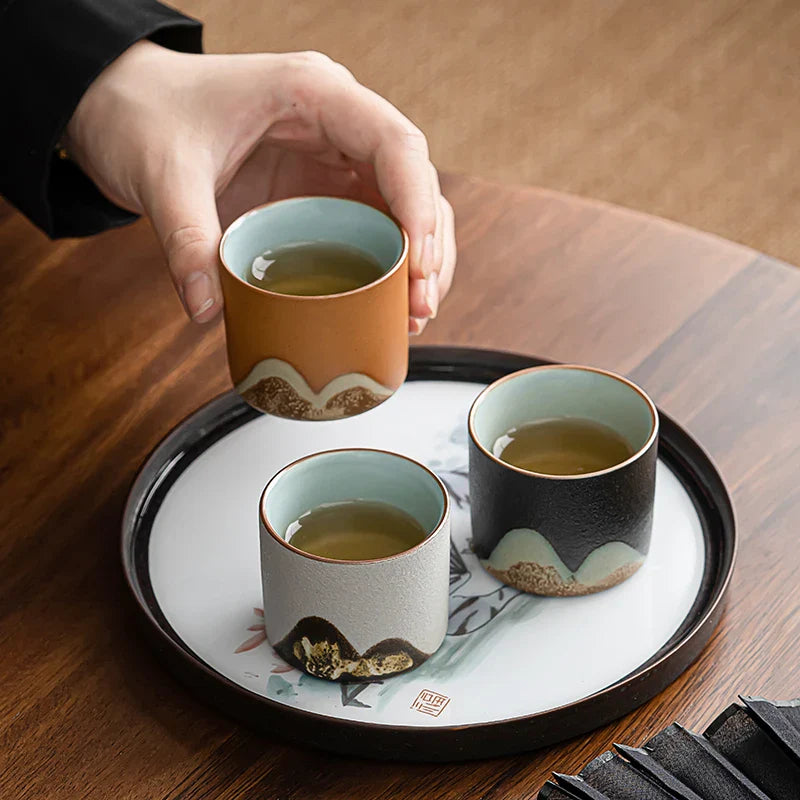 6 Piece Ceramic Espresso Cup Gift Set with Travel Storage Box 60ml Coffee Cups for Espresso Cortado Tea & Coffee Lovers