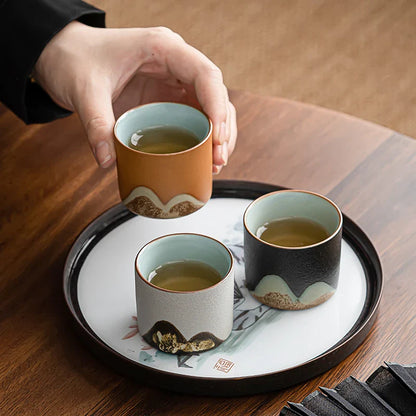 6 Piece Ceramic Espresso Cup Gift Set with Travel Storage Box 60ml Coffee Cups for Espresso Cortado Tea & Coffee Lovers