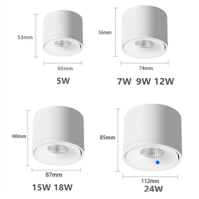 Rotating LED Spot Light — Adjustable Ceiling Downlight — Aluminium Design