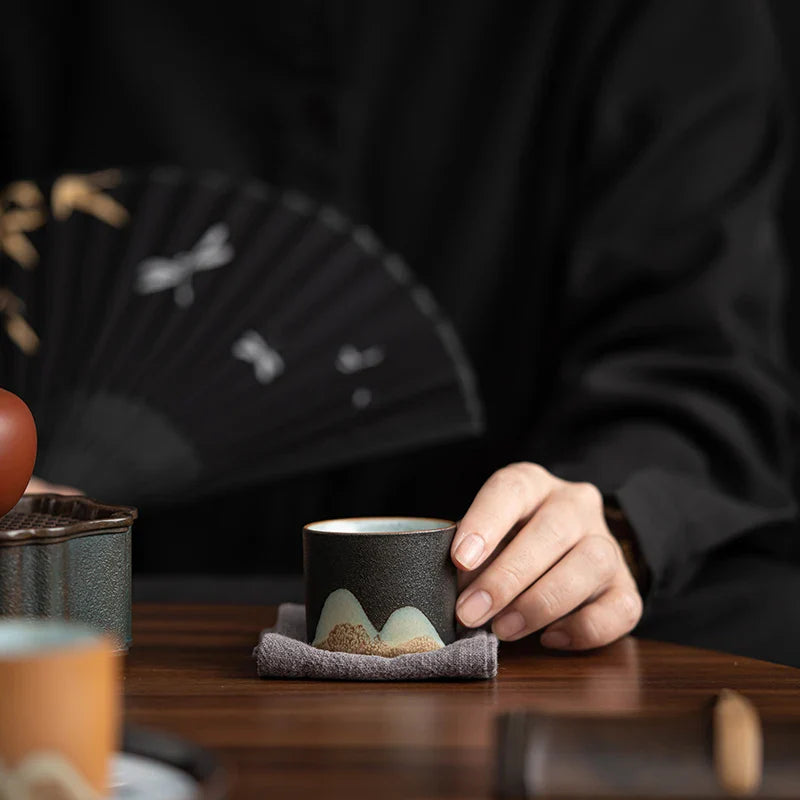 6 Piece Ceramic Espresso Cup Gift Set with Travel Storage Box 60ml Coffee Cups for Espresso Cortado Tea & Coffee Lovers