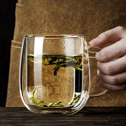 Set of 4 Double Walled Glass Coffee Cups 350ml Insulated Latte Mugs for Coffee Tea Cappuccino Dishwasher Safe Glassware