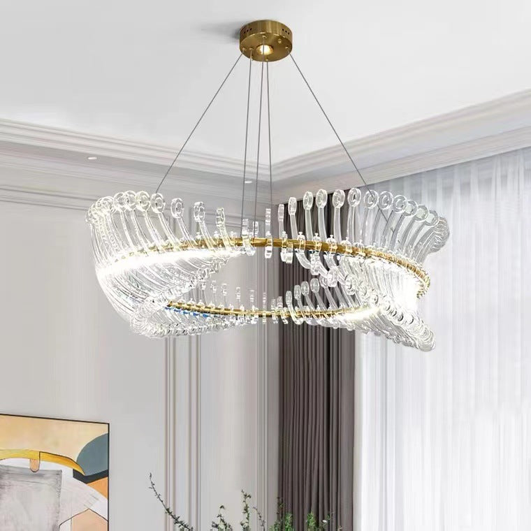 Modern Spiral Acrylic Chandelier – Luxury LED Ring Light