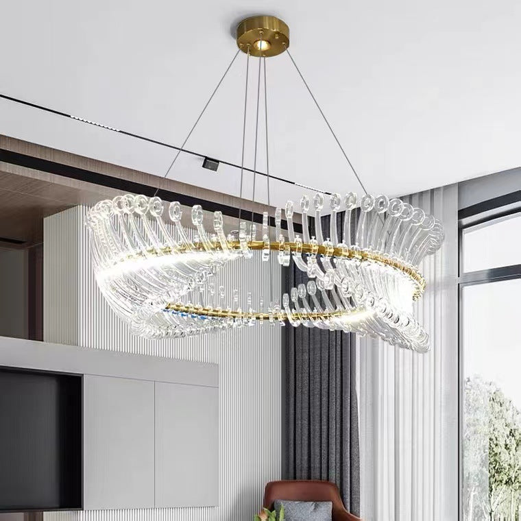 Modern Spiral Acrylic Chandelier – Luxury LED Ring Light