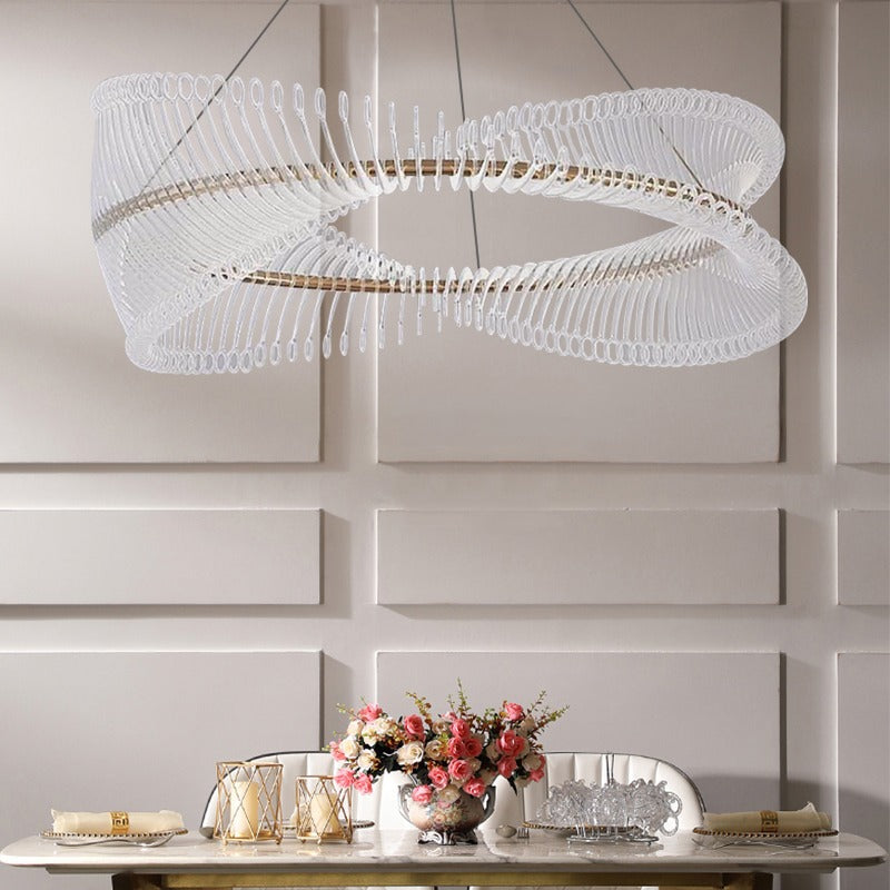 Modern Spiral Acrylic Chandelier – Luxury LED Ring Light