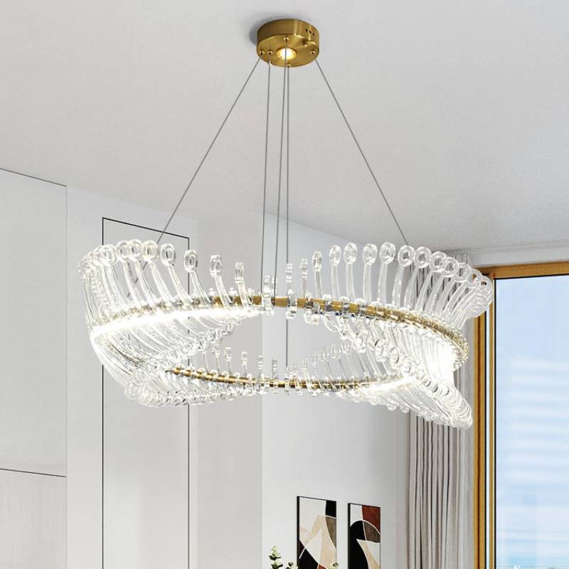 Modern Spiral Acrylic Chandelier – Luxury LED Ring Light