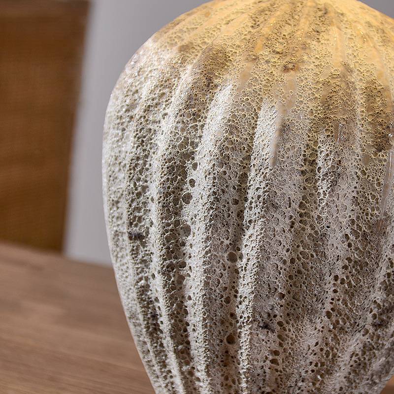 Rustic Ceramic Table Lamp with Linen Shade – Large Bedside Lighting