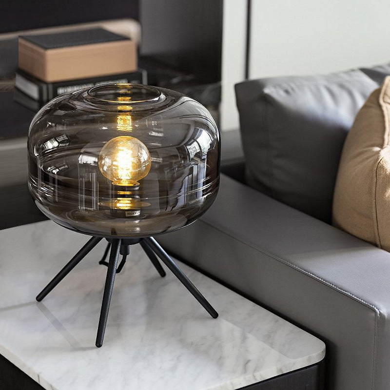 Torvian Smoked Glass Table Lamp – Modern Tripod Design