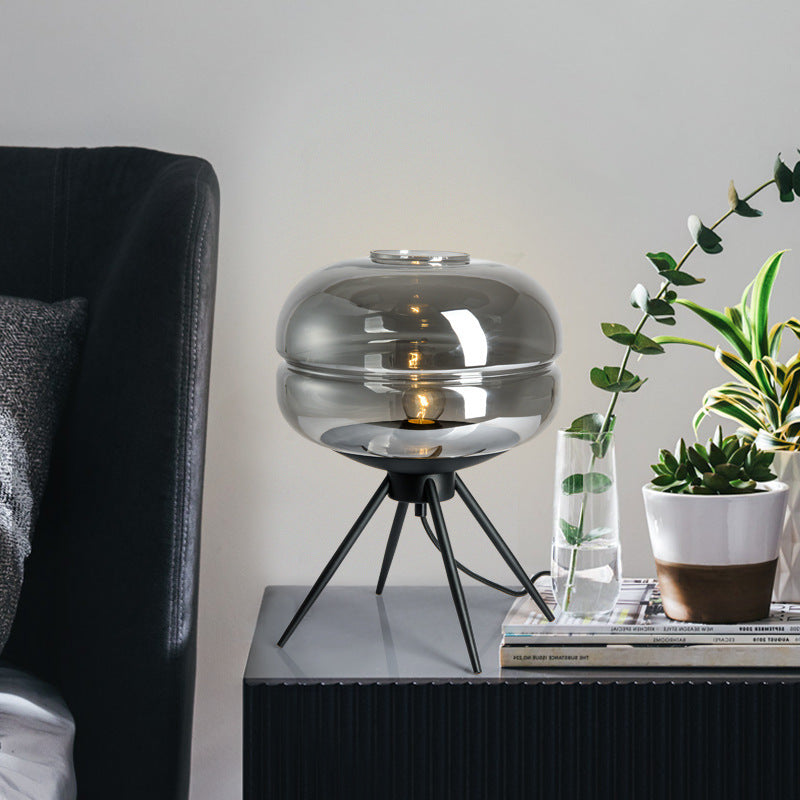 Torvian Smoked Glass Table Lamp – Modern Tripod Design