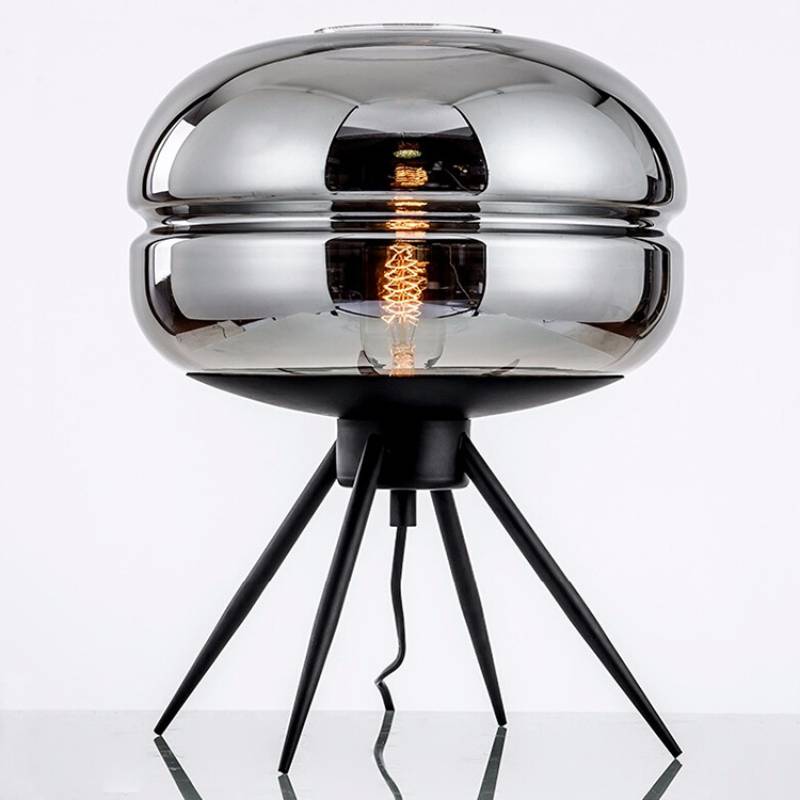 Torvian Smoked Glass Table Lamp – Modern Tripod Design