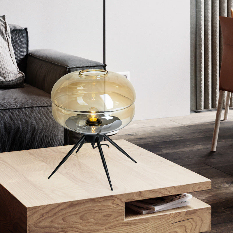 Torvian Smoked Glass Table Lamp – Modern Tripod Design